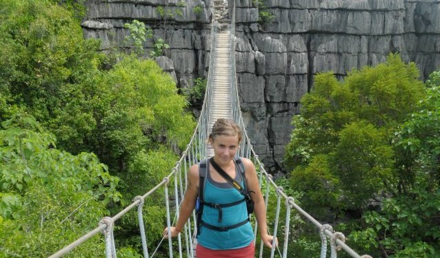 Jessie, a Peace Corps volunteer, hikes through the Tsingy Forest