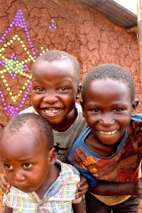 These are some of the boys who collect plastic bags and make them into soccer balls to sell. They help support their family with this income. Photo By: Audrey Fancher 